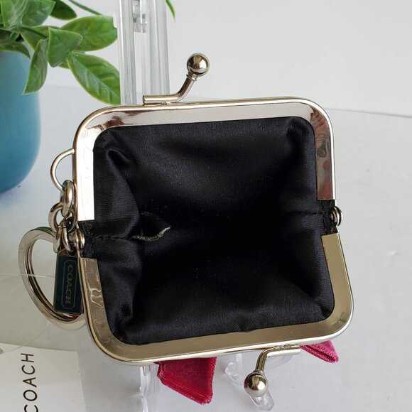 NWT Coach Soho Tweed Mini Kisslock Pouch/Key Fob - Black & White - Picture 7 of 12